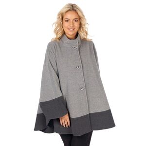 Jimmy Hourihan Women's Wool And Cashmere Cape Two Tone Grey Surpiqure Stitching